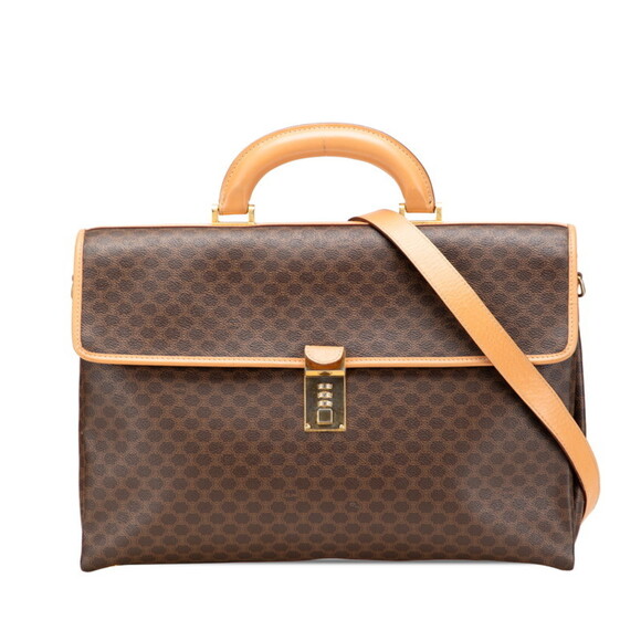 Celine Macadam Business Bag Briefcase/Shoulder 2-Way Brown PVC and Leather...